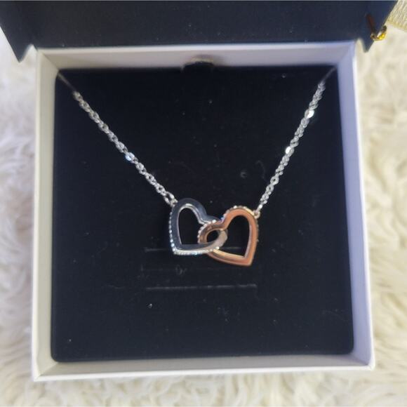 Interlock Heart To Heart Necklace New - Picture 2 of 9